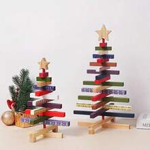 1-2 piezas Decoración de escritorio navideña creativa con árbol de madera giratorio de estilo fronterizo, adornos navideños y regalos para amigos