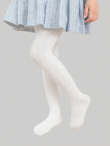1件装 新生女童白色针织连裤袜 春/秋/夏 儿童幼儿打底裤 袜子 女婴连裤袜