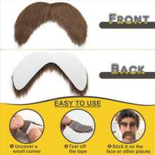 3 件套大号黑色和棕色八字胡套装，万圣节派对、化妆舞会的趣味服装配饰 - 彩色 - 查看 8