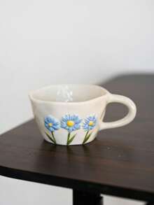 1 件创意 3D 浮雕陶瓷杯，蝴蝶和雏菊图案，不对称杯身，办公室休闲马克杯，家用早餐杯，下午茶优雅餐具，实用陶瓷器皿 - 彩色 - 查看 10