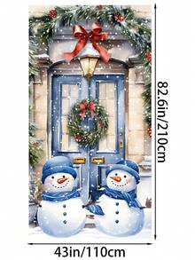 1 pezzo Decorazione natalizia in poliestere per porta d'ingresso, con acquerello di Babbo Natale, pupazzo di neve e corona, decorazione natalizia per casa e portico