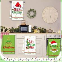 6pcs Green Christmas Kitchen Towel, Merry Christmas, Used For Cooking, Baking, And Cleaning During Winter Holidays. They Are Soft And Comfortable, With Strong Water Absorption, Suitable For Home And Kitchen Decoration In Autumn And Winter, And Can Be Given As Gifts Home Decor Christmas Decorations Room Decor