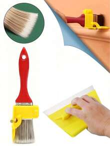 1/2 Pcs Paint Brush Set, Edging Tool For Color Separation, Portable Lightweight Cleaning Brush For Edging, Color Separation, Painting, Interior Wall Corners, Durable Wooden Handle, DIY Tool For Wall, Ceiling Edges Decoration, Home Renovation Manual Tool. Staining And Painting Sealant For Floors And Fences - Suitable For Water And Oil Brushes, Office Decor, Bedroom Decor, House Decor, Men's Tools - Red - View 5