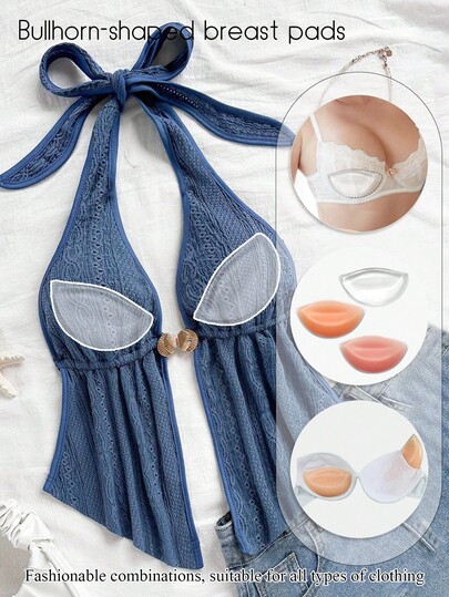 Two Pieces Horn-Shaped Silicone Clamping Insert. Non-Adhesive. Use It Inside Underwear.