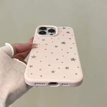 Carcasă de telefon la modă cu model de stea albă și roz, 1 carcasă de telefon personalizată pe ecran complet, cu model de leopard, compatibilă cu 16 Pro Max, 15/14 Plus, 13, 12, 11, husă de protecție, cadou de primăvară, petrecere de ziua de naștere, sărbătoare - Multicolor - Vizualizare 3