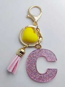 1 buc breloc cu litere engleze din rășină epoxidică Galaxy cu ciucure și decor cu inimă, cadou pentru prieteni și mame, accesorii de Halloween pentru Ziua Profesorilor