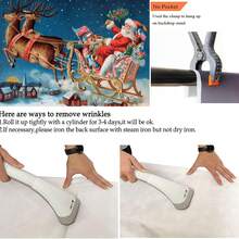 لافتة ديكور خلفية عيد الميلاد، سانتا كلوز راكب الغزال في الشتاء، قرية، أحجام متعددة، لافتة عيد الميلاد