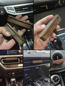 木质车载香薰出风口夹，实心胡桃木香薰器，带 4 个可互换香棒，天然木质车载空气清新剂，持久留香，适用于汽车、办公室、家居，是送给男士、父亲、司机的绝佳礼物，汽车生活配件 - 彩色 - 查看 7