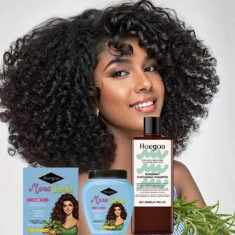 2pcs Curly Hair Care Set (2-In-1 Curl Enhancing Leave-In Conditioner + Rosemary Shampoo) With Glycerin, Rosemary Leaf Oil, Castor Oil, Shea Butter, Caffeine, Etc. Moisturizing, Smoothing, Softening, Oil Control, Volumizing Long-Lasting Effect For Curly, Wavy And All Other Hair Types