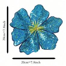 1 Piece 20CM Large Blue Sequins Beads Flower Patch For Evening Dress Swimsuit DIY Applique Valentine's Day Valentines Summer, School - Blue Color - View 9