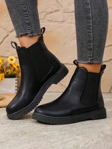 1 Paar Damen Einfarbige Mode Party, Outdoor, Lässig, Knöchel Stiefel & Stiefeletten, Klassische Stiefel, Herbst, Winter, Preppy Stil Rüschen Saum Knöchel Stiefel und Kurze Stiefel, Geeignet für Outdoor, Büro, Party, Urlaub, Winter