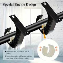 2 buc/4 buc Suport pentru tijă de perdea, cârlige pentru montare superioară a tijei de perdea, suport pentru montare inferioară a unei singure tije, suport metalic rezistent pentru tijă de perdea, montare superioară - Negru - Vizualizare 5