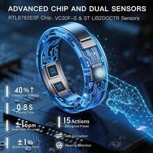 2025 NEW Smart Ring Fitness Tracker For Women Men,Smart Ring With Display Screen Health Tracker And Touch Button, Bluetooth Connection Health Monitor Tracks Heart Rate/Blood Oxygen/Sleep/Sports Activities, IP68 Waterproof (Gold, 8#) - Gold - View 5