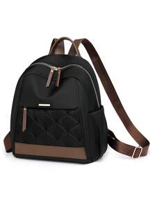 Women Fashion Contrasting Color Backpack, Large Capacity Casual Outdoor Lightweight Travel Bag, College/School Backpack