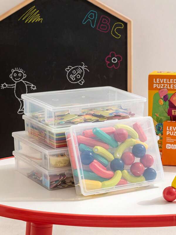 1 pièce Boîte de rangement pour jouets éducatifs pour enfants, en matière plastique PP transparent et épais, boîte de rangement de bureau de ménage, boîte de tri de blocs de construction de petites particules, boîte de rangement de jouets à tige magnétique, boîte scellée multifonction anti-poussière et anti-humidité avec couvercle rabattable, boîte de rangement pour articles pour enfants