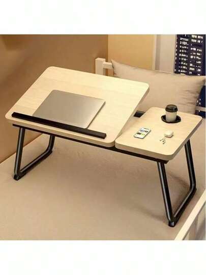 Multifunctional Adjustable Bedside Laptop Table, Lazy Folding Writing Table With Cup Holder And Phone Holder, Suitable For Home Office, Study, Reading, Dormitory Use. Made Of Wood, Stable And Durable, Lightweight And Portable, No Installation Required, Suitable For Bedroom, Sofa, Study, And Multiple Scenes. Modern And Simple Style. The Desktop Is Spacious And Can Hold Computers, Books, Drinks, And Stationery. The Height And Angle Are Adjustable To Meet Different Sitting Needs. The Surface Is Smooth And Easy To Clean. The Edges Are Rounded To Prevent Bumps. Suitable For Adults And Students.