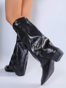 Botas altas de montar, minifalda, estilo occidental versátil, adecuado para festivales