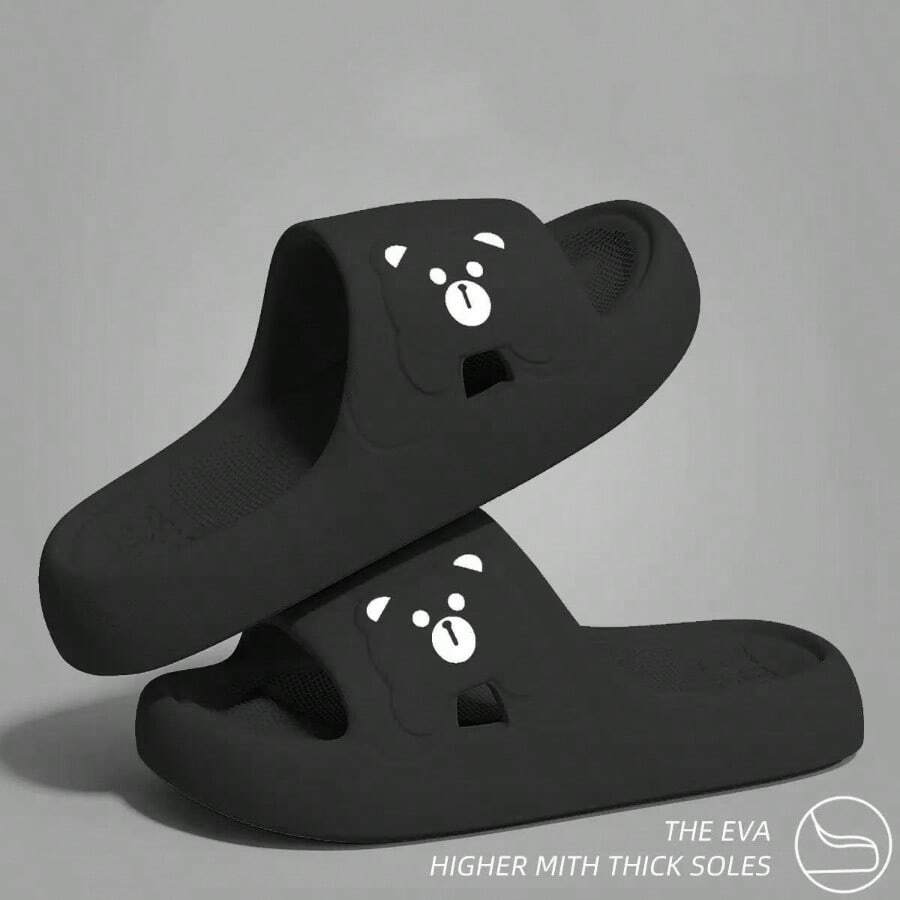 Cartoon Bear Women's Slippers, Lightweight Casual Indoor, Outdoor, Beach, Fashion Slip-On Sandals, Unisex, Summer, Comfortable, Vacation Slippers