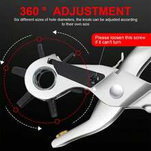 1件装多功能皮革打孔器，皮革打孔工具，通用手持皮带钻孔工具，旋转式皮革手动打孔器，适用于皮带、表带、狗项圈、马鞍、鞋子、织物、DIY家居或工艺项目（银色/红色），圣诞礼物，皮革工艺品，打孔器（颜色和款式随机）