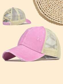 1 Stück Mehrfarbige Sportliche Klassische Pferdeschwanz Baseballkappe, Vintage Abgenutzte Mesh Trucker Kappe, Atmungsaktive Verstellbare Dad Cap, Geeignet für Frauen und Mädchen zum Tragen bei Outdoor-Sportarten