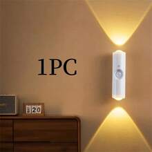 Intelligent Motion Sensor Light, Dual-Head Cat Eye Sensor Lamp, Auto Lighting, Rechargeable 3-Color/Rechargeable RGB Options, USB Powered, Night Light, Suitable For Bedroom, Bathroom, Elderly Room, Children's Room