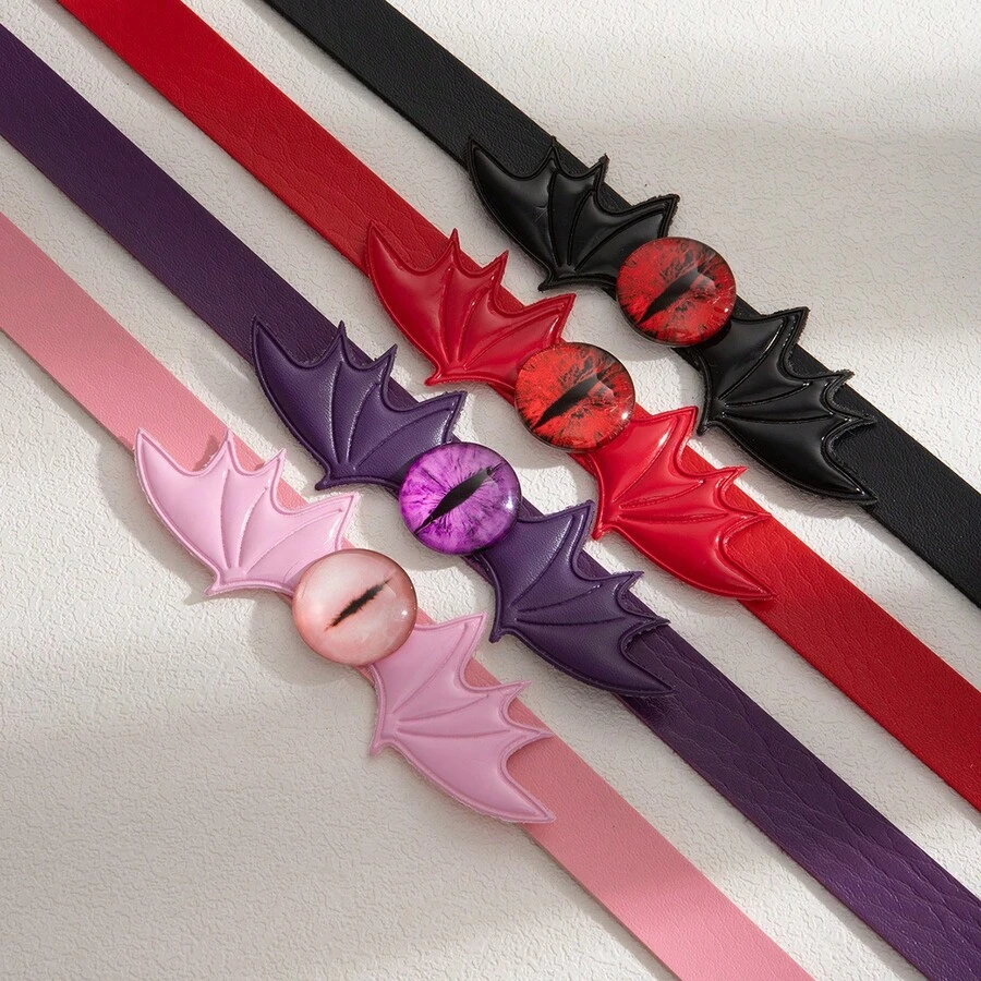 1 pezzo Collana gotica scura con ali e occhio di diavolo in pelle, collare regolabile, regalo perfetto - regalo di compleanno - regalo per ragazzi - regalo per ragazze - regalo di Ognissanti - regalo di Natale