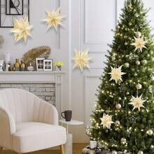 3 Stück Weihnachtsbaum Stern Ornamente, Weihnachtsdekoration Zubehör, Papier Stern Ornamente, geeignet für Weihnachtsbaum Dekoration und Heim Dekoration. Weihnachtsdekoration Raumdekoration Winter