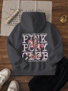 Blusa de moletom feminina casual estampada, forrada com tecido térmico, manga longa, ideal para o outono/inverno - Moletom divertido e colorido para inspirar a imaginação de todas as crianças. - Cinza escuro - Ver 2