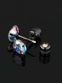 1Pair 18K Gold Plated Screw Back Stud Earrings For Women,Tiny Unisex Hypoallergenic Cartilage Earrings,Screw On Double Round Cubic Zirconia Dainty Helix Earrings For Men, Women, Girls ( Gold/Silver/Black Color 2mm/3mm /4mm/5mm/6mm) Valentines And Mardi Gras Earrings