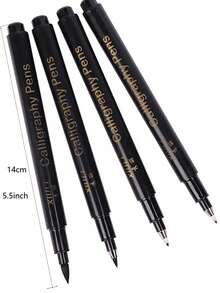 4Pcs Deluxe Calligraphy Pens Set - Fine & Brush Tip, Refillable Black Ink, Ergonomic Ambidextrous Oval Body, Ultra-Lightweight Durable Plastic Material, Perfect For Hand Lettering, Writing, Art, Drawing, And Creative Expression