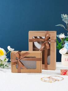 12 cajas de papel kraft con lazo de cinta, cajas de papel corrugado con ventana, cajas de regalo, cajas de envío, cajas de embalaje, cajas de correo