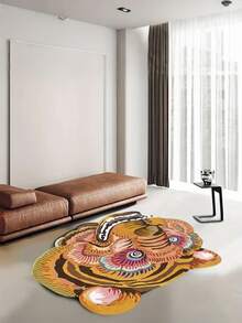 سجادة بشكل رأس نمر من القماش المخملي، سجادة منطقة مزيفة من الصوف غير انزلاقية لغرفة المعيشة وطاولة القهوة والنوم وديكور المنزل، حصيرة أرضية