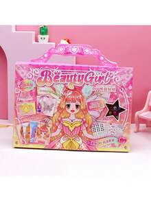 1pc Kids Handheld Magical Girl Sticker Set, DIY For Girls, Decorative Stickers Including Nail Stickers, Dress Up Stickers, Manicure & Outfit Stickers, No-Cut Stickers, Cute Character Stickers, Everyday Fashion Stickers For Girls