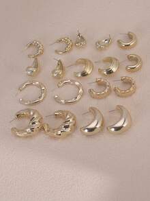 Elegant Asymmetrical Earrings, Dot Teardrop, Smooth C-Shape, Smooth Spoon, Extra Large Rhombus C, Suitable For Daily Wear And Holidays, Gift