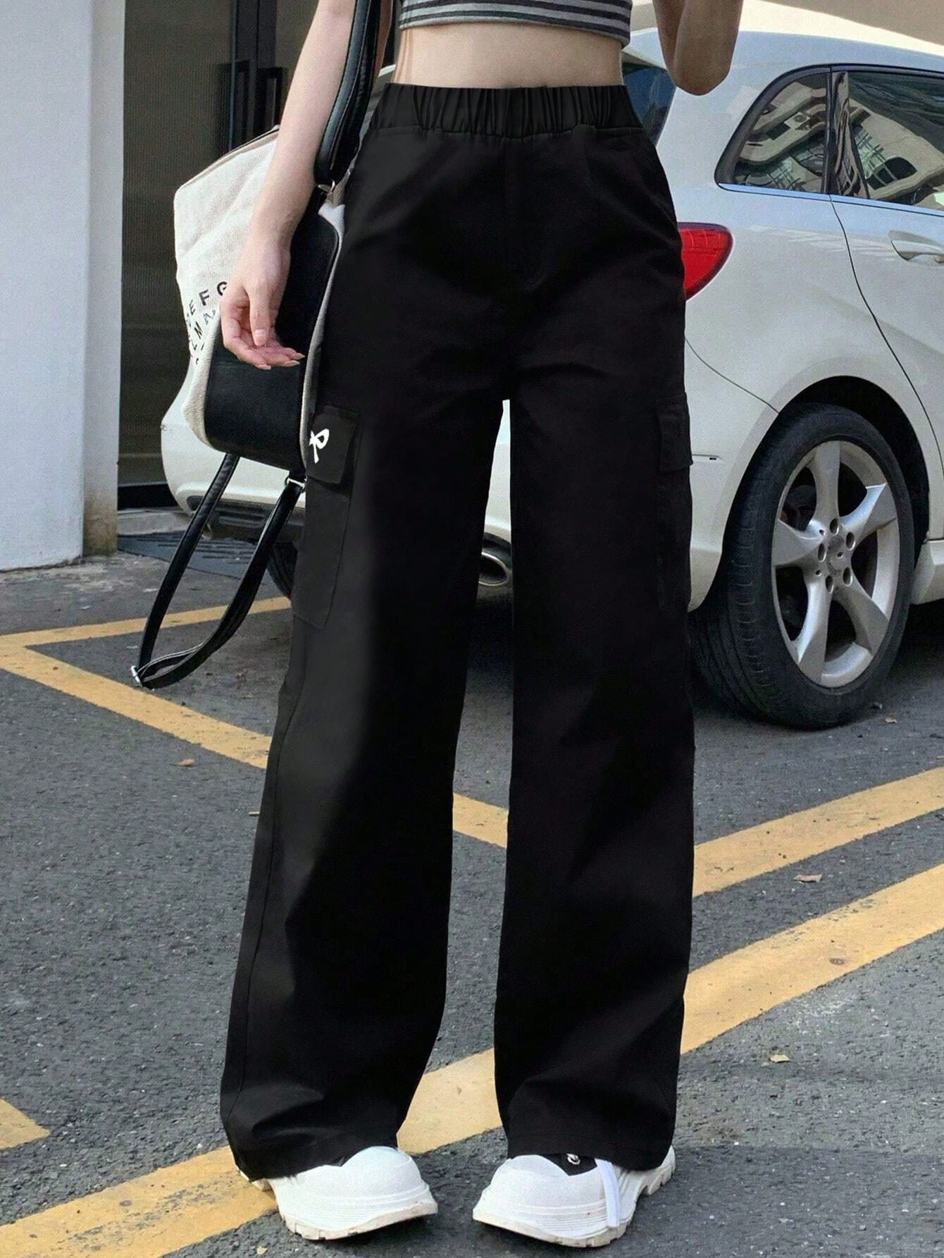 بنطلون كاجوال فضفاض للفتيات المراهقات مع طبعة فراش...