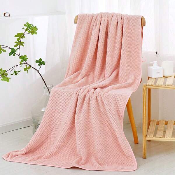 1 PIEZA Toalla de baño de felpa coral con estampado de piña, toalla de baño con estampado de piña agrandada y engrosada, toalla de baño gruesa absorbente y de secado rápido para el hogar, salón de belleza, hotel, deportes, artículos esenciales para el hogar, toalla, cuidado de la piel