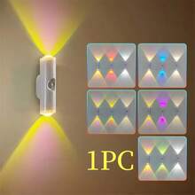 Intelligent Motion Sensor Light, Dual-Head Cat Eye Sensor Lamp, Auto Lighting, Rechargeable 3-Color/Rechargeable RGB Options, USB Powered, Night Light, Suitable For Bedroom, Bathroom, Elderly Room, Children's Room