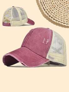 1 Stück Mehrfarbige Sportliche Klassische Pferdeschwanz Baseballkappe, Vintage Abgenutzte Mesh Trucker Kappe, Atmungsaktive Verstellbare Dad Cap, Geeignet für Frauen und Mädchen zum Tragen bei Outdoor-Sportarten