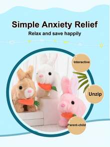 1pc Electric Plush Realistic Rabbit Toy, Cute Animal Model, Can Walk, Bark, Movable Ears, Adorable Pet Doll, Roleplay Holiday Gift