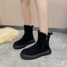 Botas de Nieve para Mujeres de Alta  2024 Nueva Moda de Invierno Botas de Lana de Oveja Integradas con Forro Cálido Engrosado Zapatos de Algodón Antideslizantes - Caqui - Ver 6