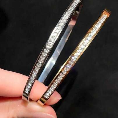 1 件 925 纯银 18K 镀金钻石手链