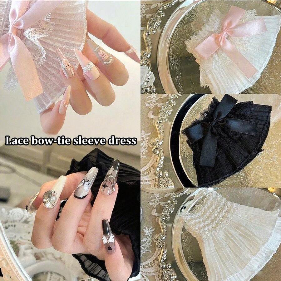 1 Pair Nail Art Photo Shoot Cuffs, Nail Art Lace Wrist Sleeves, Elastic Wrist Cuffs For Sleeves Lace Cuff Shooting Background Props, Lolita Lace Gloves Women's Floral Lace Short Wrist Cuff For Wedding Masquerade, Sweater Cuffs