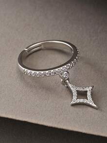 1pc Micro-Inlaid Zirconia Ring, Suitable For Women's Daily, Dating, Vacation, Wedding Wear - Multicolor - View 3