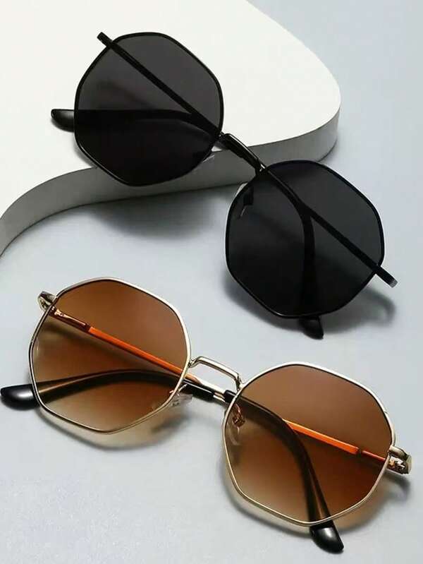 3 piezas Gafas de moda con marco metálico retro, gafas para hombres y mujeres, adecuadas para exteriores, viajes, fotografía callejera