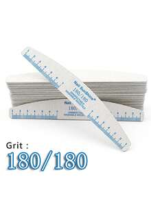 5pcs Professional Half-Moon Nail Files, Double-Sided Grit Buffing Blocks 100/150/180/240 Grit