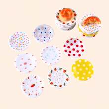 10pcs New Mini Food And Toy Plates, Dollhouse Kitchen Restaurant Scene Desktop Decor, Flower Wave Dot Dessert Plates, Fridge Magnets, Phone Case DIY Accessories, Random Style - Pink - View 2