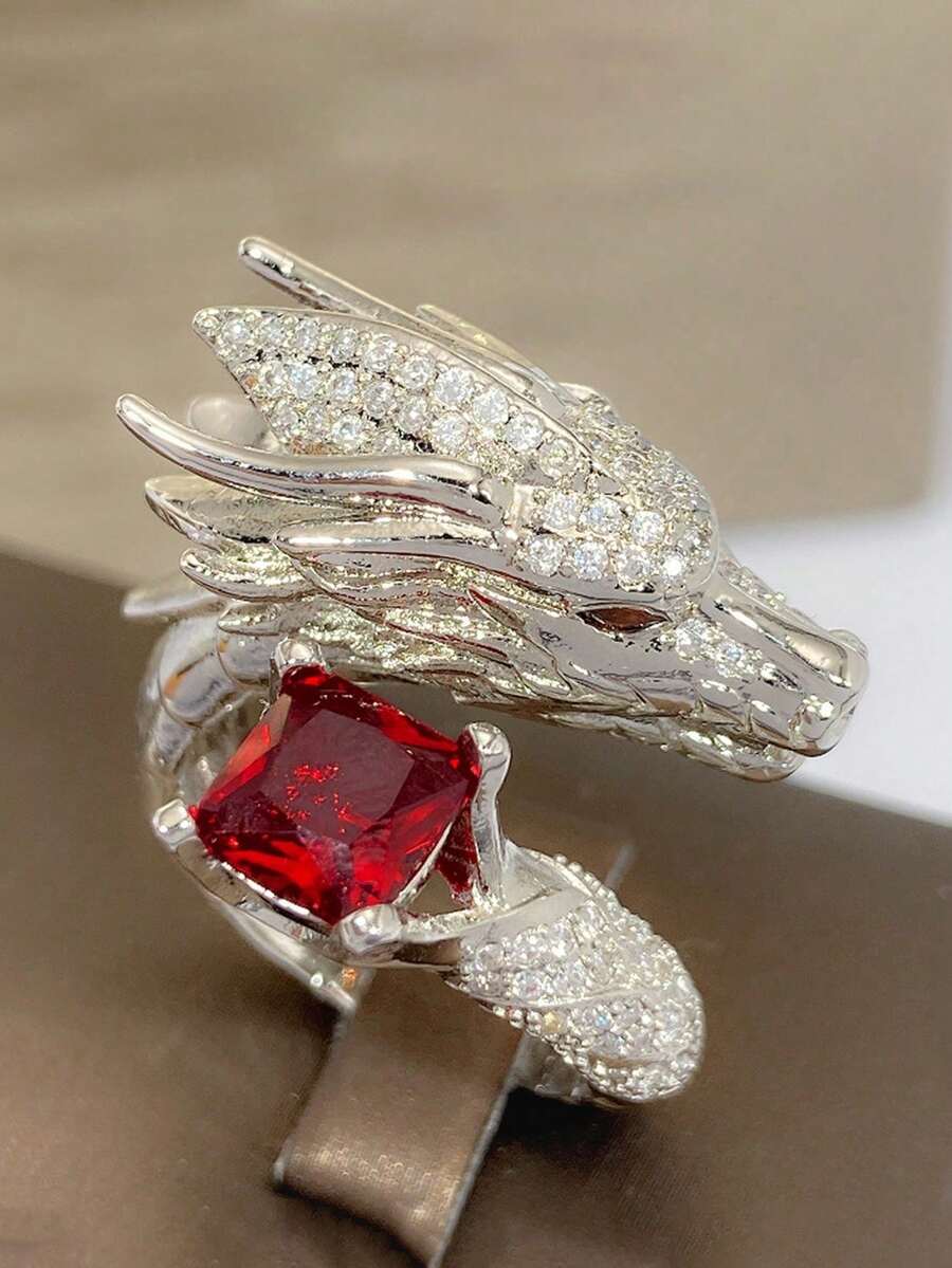 1 pieza Anillo de zirconia cúbica con encanto para mujer, regalo del Día de San Valentín, joyería para boda y aniversario
