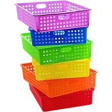 6 Pcs Colorful Plastic Classroom Storage Bins 13.75" X 10.25" For Organizing A4 Papers Trays, Turn In Containers School Teachers Classroom Organization & Storage Supplies - 預設 - 查看 1