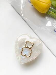 1 Piece Of Heart-Shaped Little Bear Mobile Phone Sliding Stand, Solid-Color Heart-Shaped Laser-Plated Hollowed-Out Little Bear Back Sticker Retractable Mobile Phone Support Stand Compatible With IPhone, Android Phone, Gift For Birthday, Family, Friends Push-Pull Phone Grip Phone Holder Phone Accessories