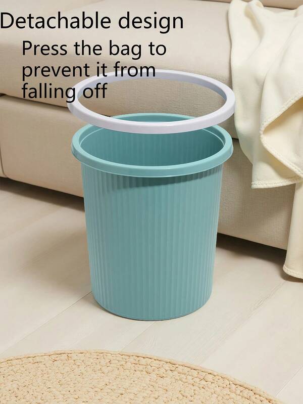 Kosze na śmieci 1/3/5/7/10 szt. w kolorze jasnoniebieskim/ciemnobrązowym/jasnoszarym z ciemnobrązową i białą krawędzią, minimalistyczny styl, wykonane z tworzywa sztucznego, cylindryczny kształt, z wyjmowaną antypoślizgową krawędzią, zabezpieczają worki na śmieci, nadają się do codziennego użytku w domu, jako dekoracja salonu na święta, całoroczny kosz do przechowywania, praktyczny i estetyczny, pomaga utrzymać porządek w domu.